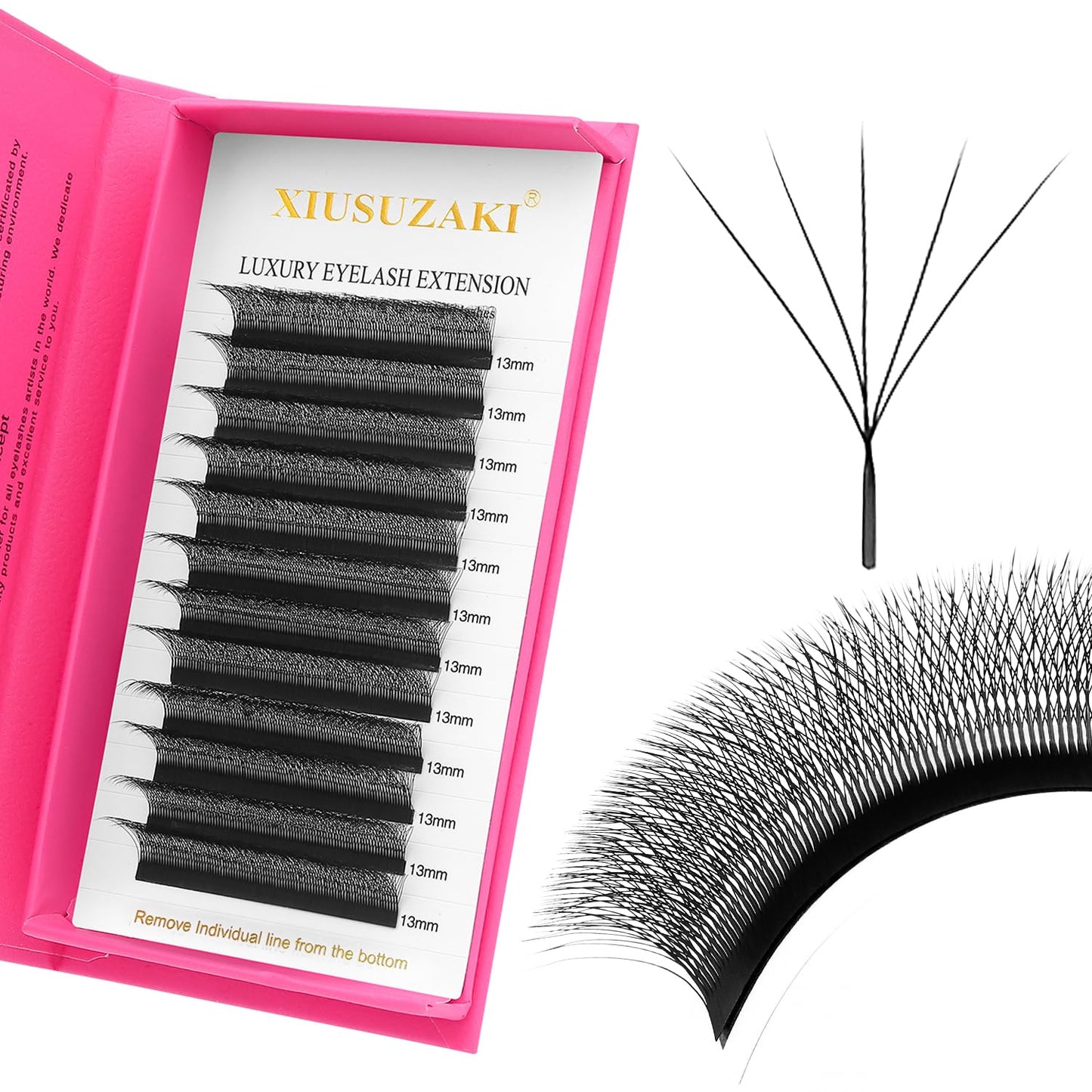 W Lash Extensions Supplies 5D Eyelash Extensions W Shape 0.07mm Thickness D Curl 12mm Premade Fans Easy Fan Lashes Volume Matte Black 12 Rows Crisscross Eye Lashes(W-5D-0.07-D,12mm)