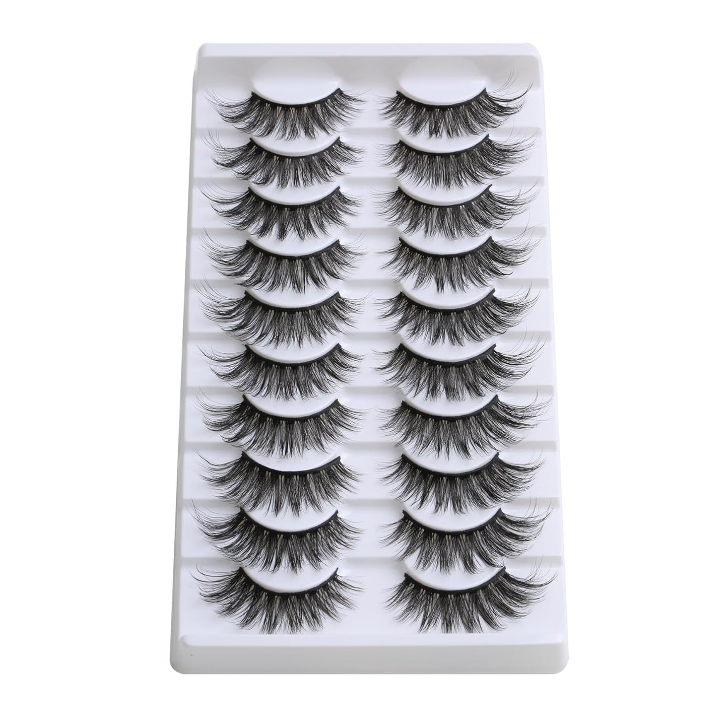 SUNWELL False Eyelashes 16mm Mink Lashes Cat Eye Faux Mink Lashes 8D Fluffy Strip Lashes Soft Wispy Luxury Volume Fake Eyelashes 10 Pairs Pack