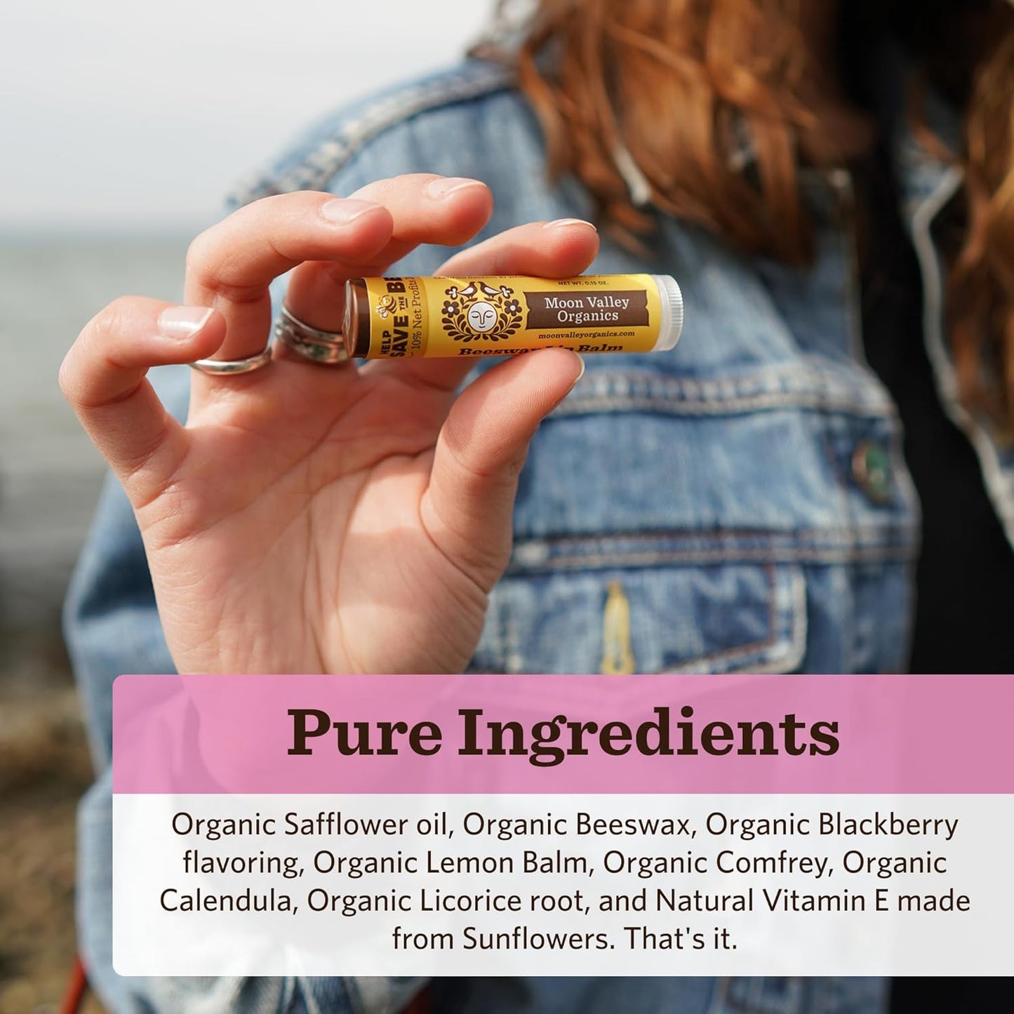 MOON VALLEY ORGANICS Organic Herbal Lip Balm Blackberry, 0.15 OZ