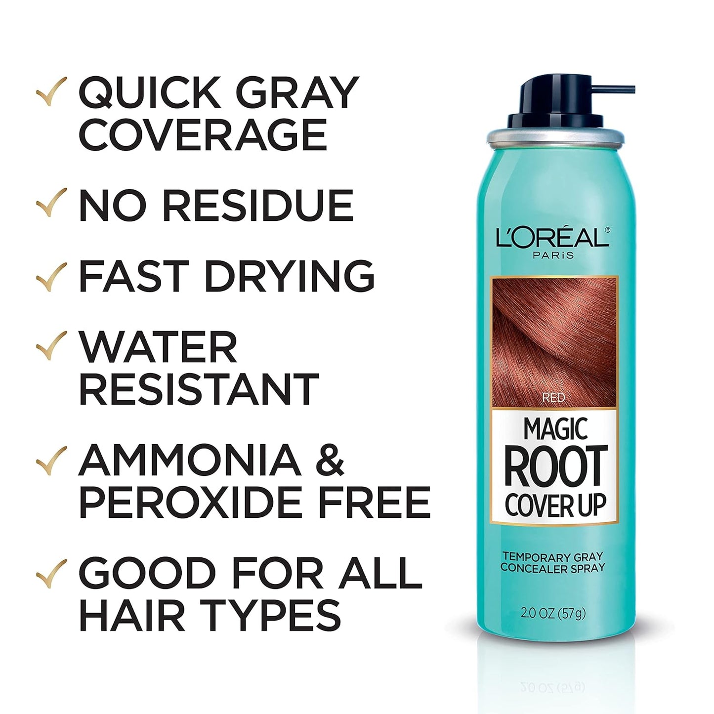 L'Oreal Paris Magic Root Cover Up Gray Concealer Spray Red 2 oz.(Packaging May Vary)