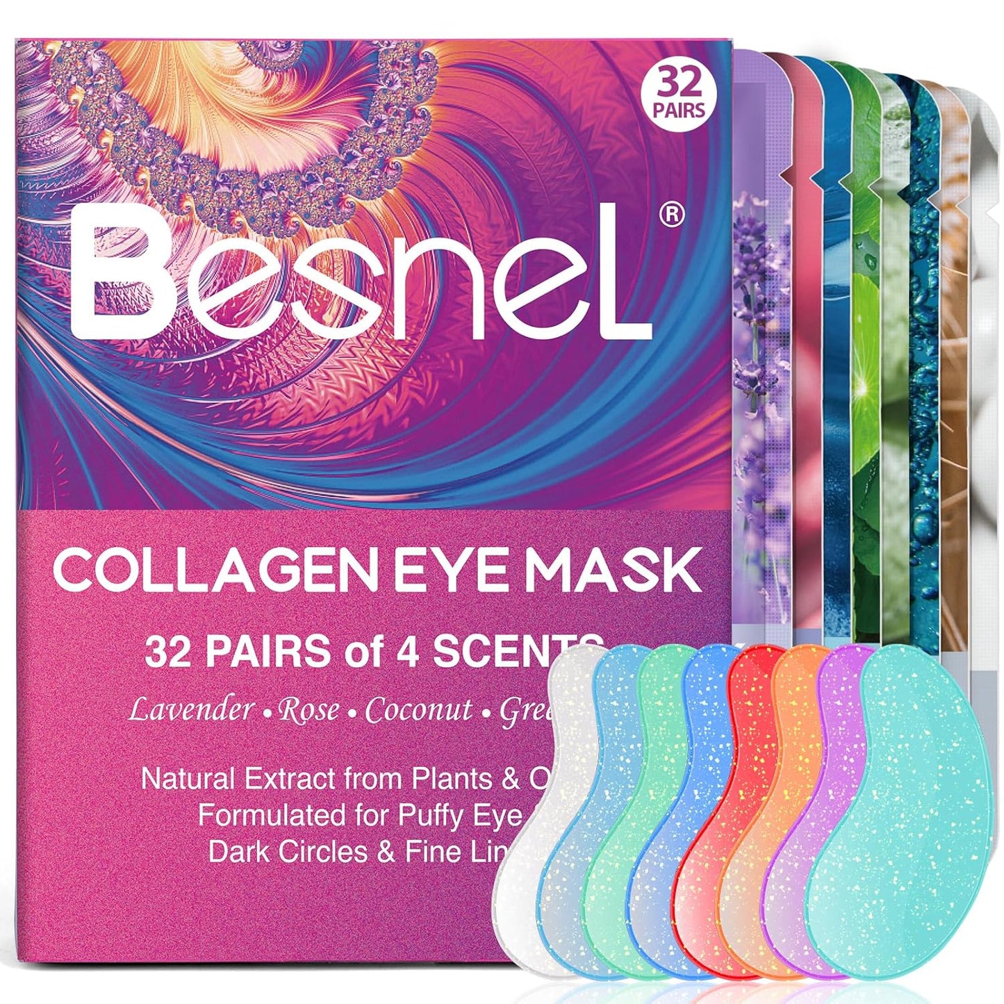 Eye Gels Pads 32 Pairs，Under Eye Patches Helps Reduce Puffy Eyes，Wrinkles and Dark Circles，Eye Mask with Collagen Protein，Pearl Extract and Hyaluronic Acid，Beauty & Personal Care