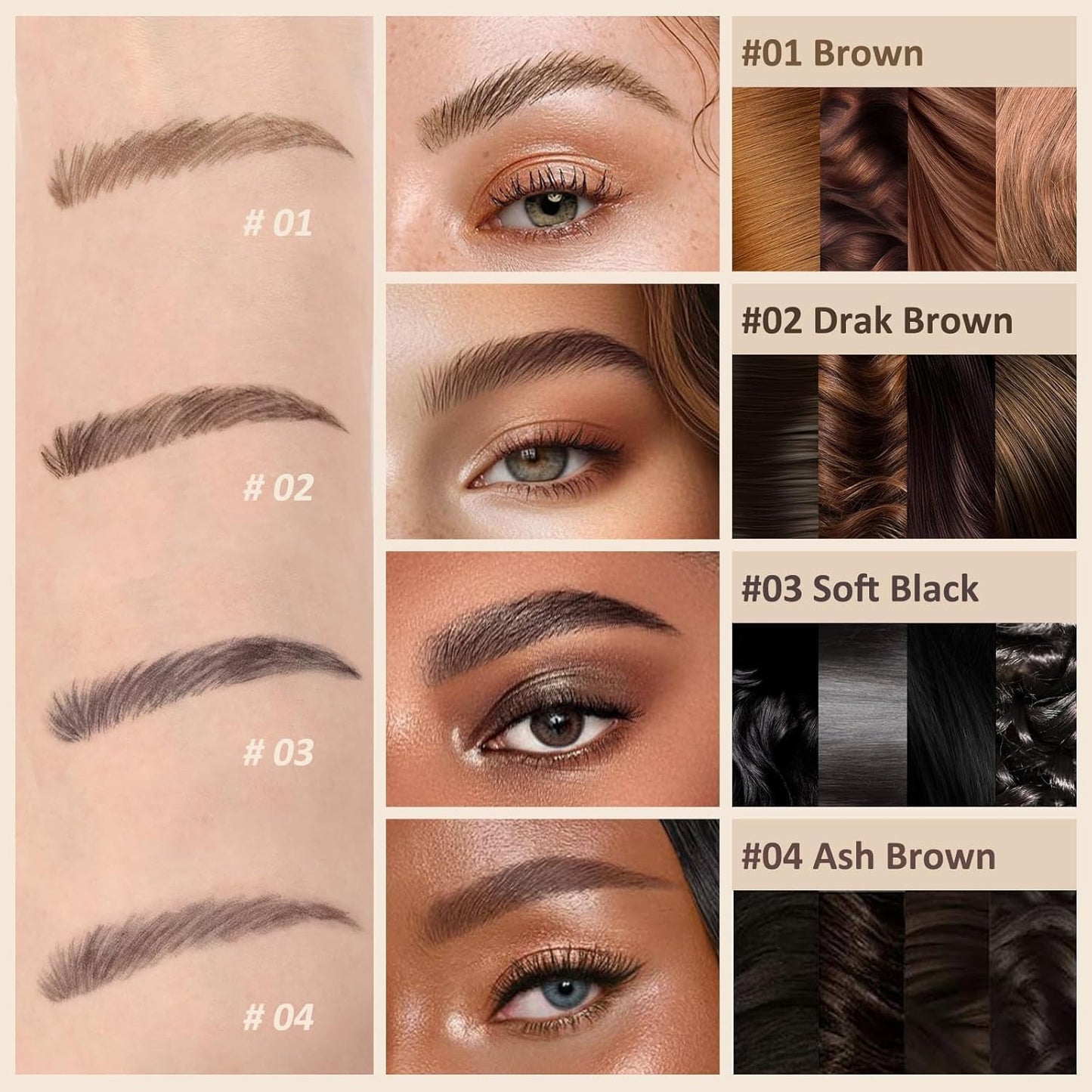 UCANBE Brow-Fection Angled Brush Eyebrow Pen, Liquid Microblading Eyebrow Pencils for Women, Wild Natural Brow Pen for Realistic Hair-Like Brows, Easy to Color, Waterproof, Lasts All Day, Brown