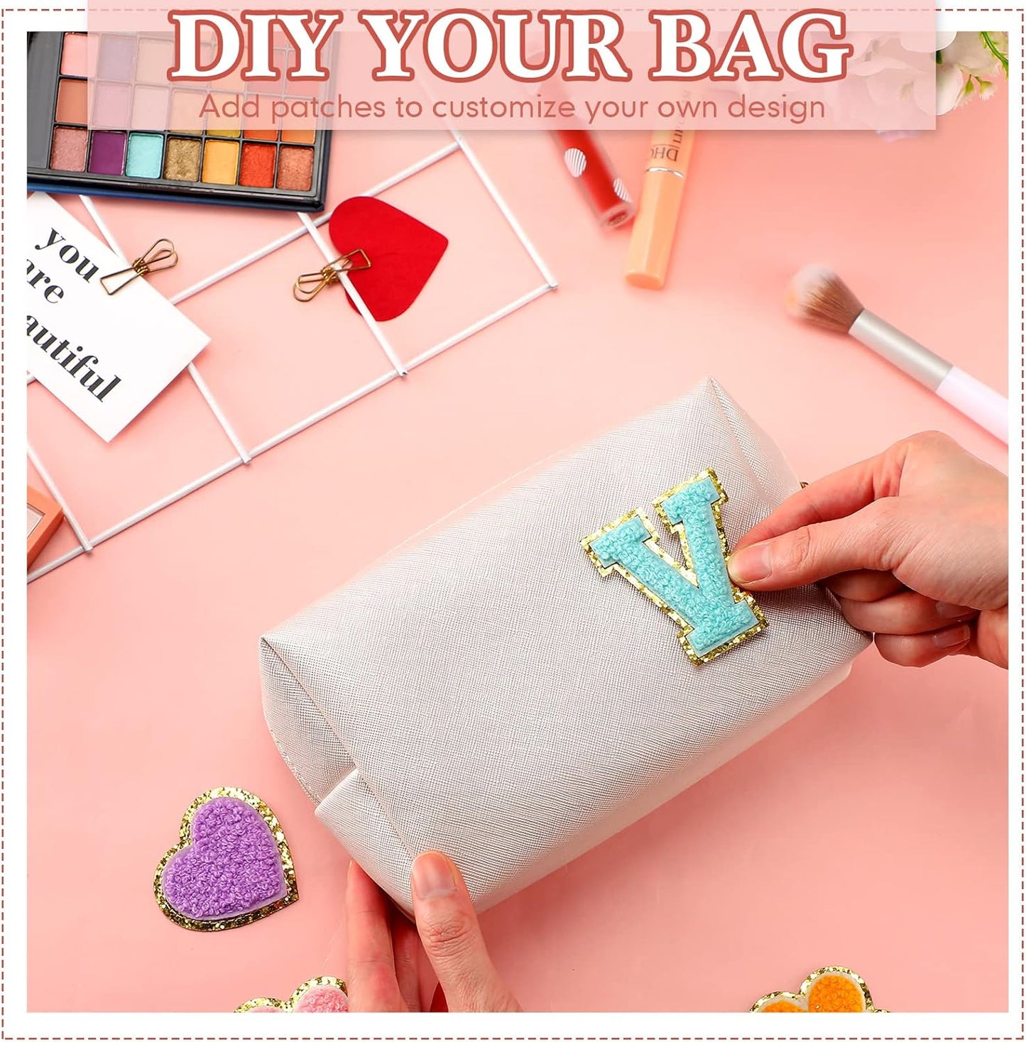 Kigeli 15 Pcs Aesthetic Makeup Bags PU Leather Cosmetic Pouches Waterproof Plain Toiletry Bags Makeup Pouches Bulk for Women Party Gift Travel Storage Organizer(Ivory White)