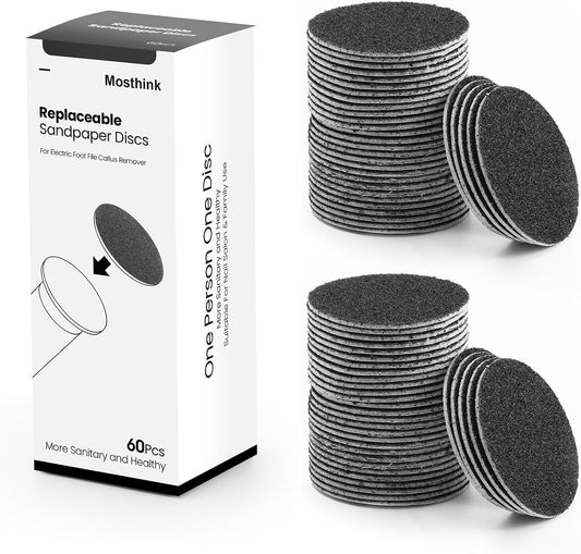 120pcs Replacement Sandpaper Refill Discs for Electric Foot File Callus Remover Tool for Men Women Dead Cracked Hard Skin (60 Grit+80 Grit)