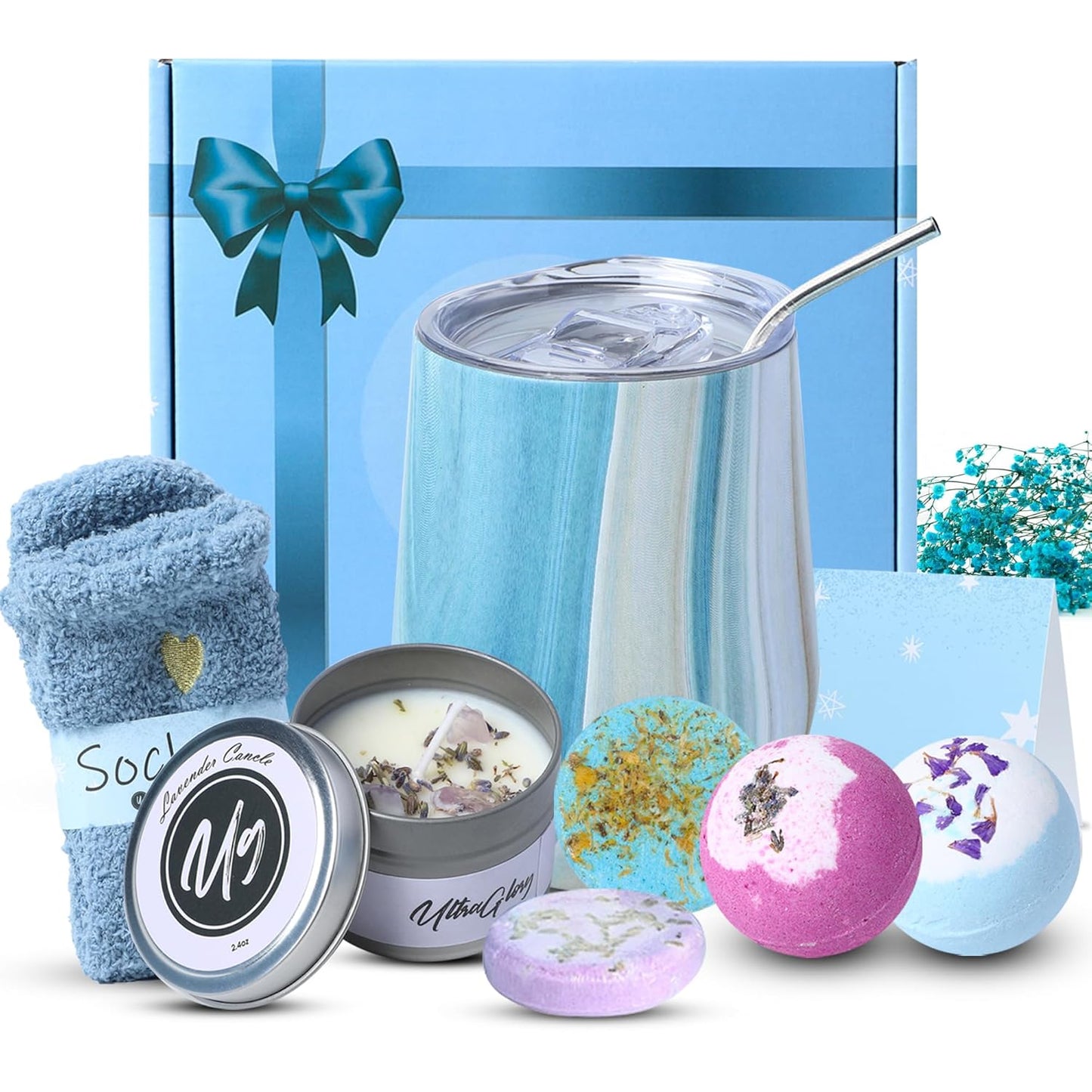 Spa Kit for Women - Spa birthday gifts for women - Relaxing Spa kit Basket- Self Care Package for women - lavender Relaxing Spa Gift Set - Spa Gift Set for Women, Sisters and Mothers Day