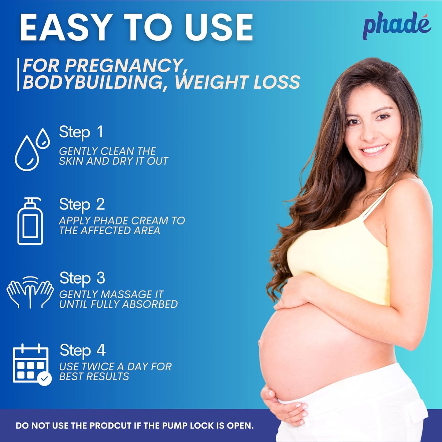 Phade Stretch Mark Cream with CICA - 200ml | Pregnancy, Scars, Uneven Skin Tone, Aging | Dermatologist Tested, Clinically Proven Formula for Stretch Marks, Hydration, and Skin Repair