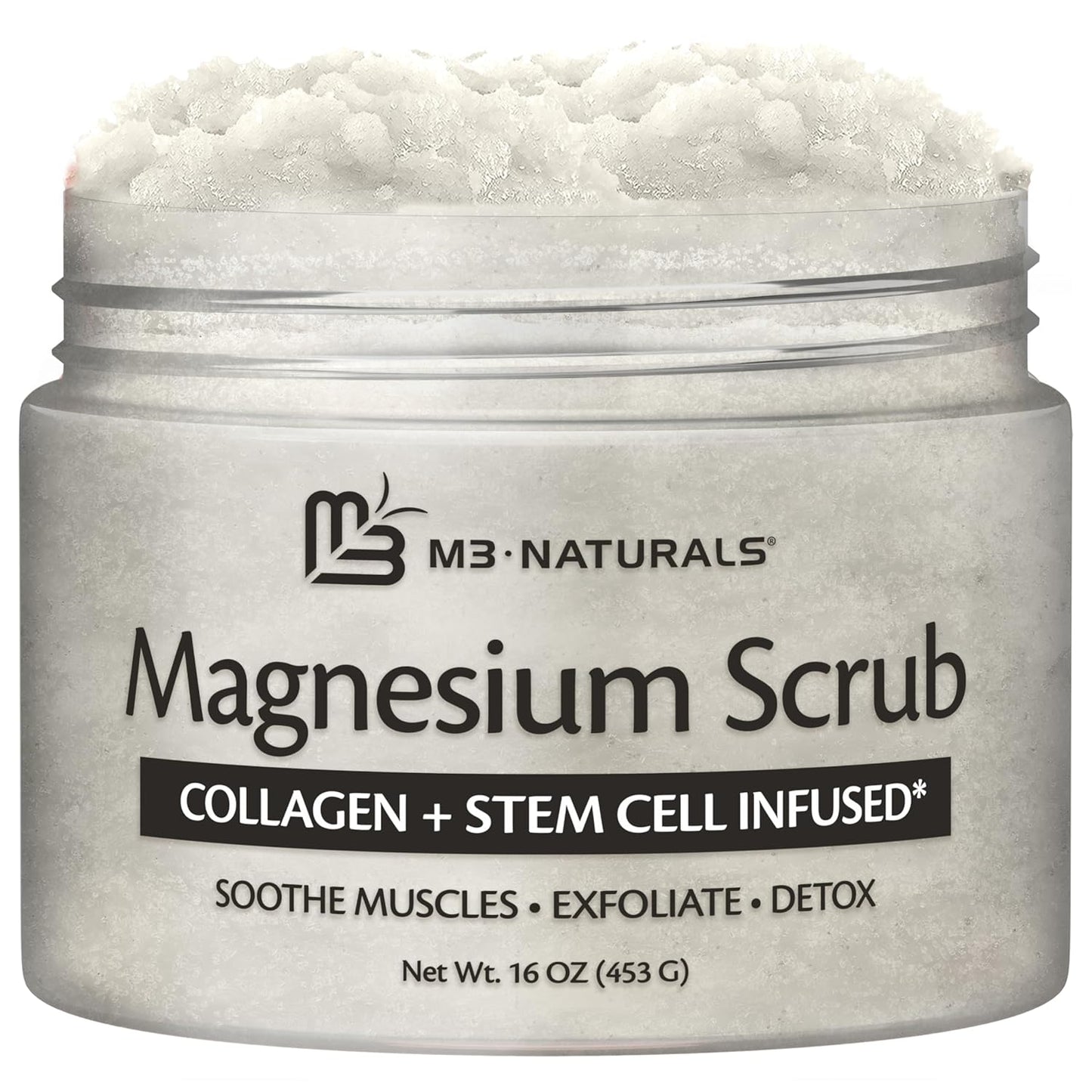 Magnesium Body Scrub for Sore Muscles, Exfoliation, Relaxation and Deep Hydration | Calming & Moisturizing Mineral-Rich Dead Sea Salt Formula With Collagen, Stem Cell & Shea Butter, 16 OZ (453 G)