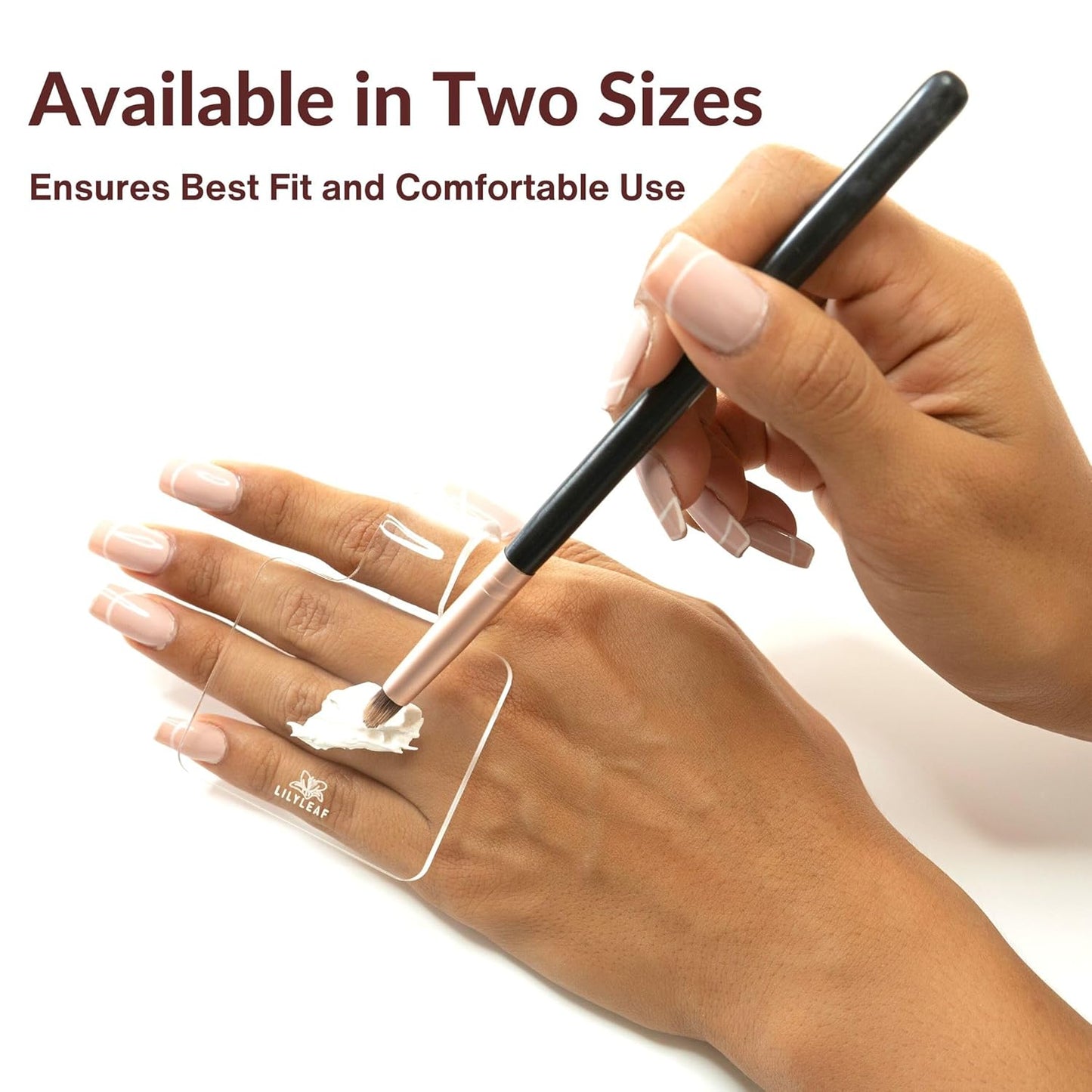 LilyLeaf Handheld Makeup Mixing Palette - Transparent Hand Tray for Mixing Foundation - Clear Acrylic Blending Plate for Makeup Lovers and Professionals with Cute Storage Bag (M)