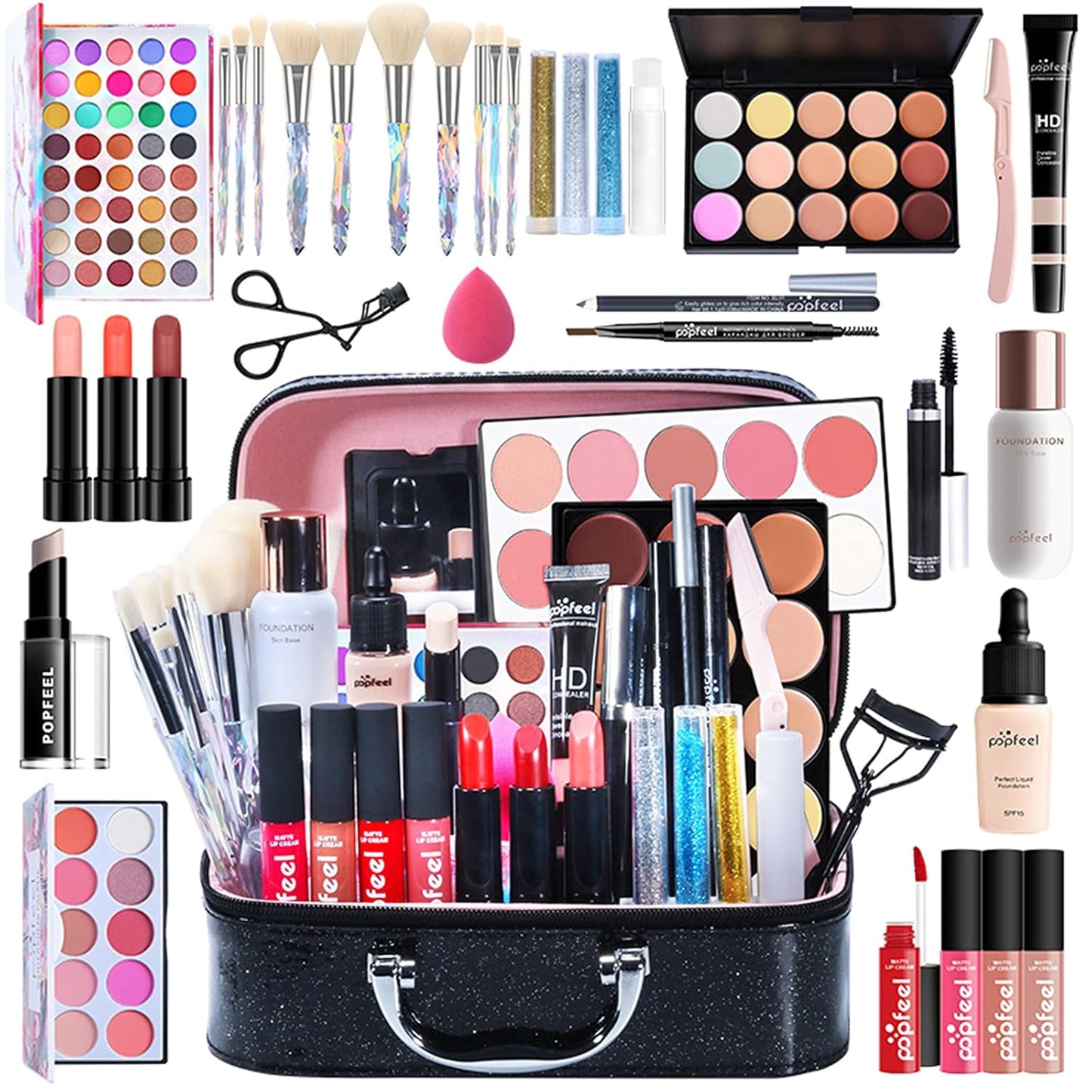 Multi-purpose Makeup Kit All-in-One Makeup Gift Set Colours Mix Eyeshadow Concealer Lip Gloss Pressed Powder and Powder Blusher Cosmetic Makeup Palette Set Kit #096
