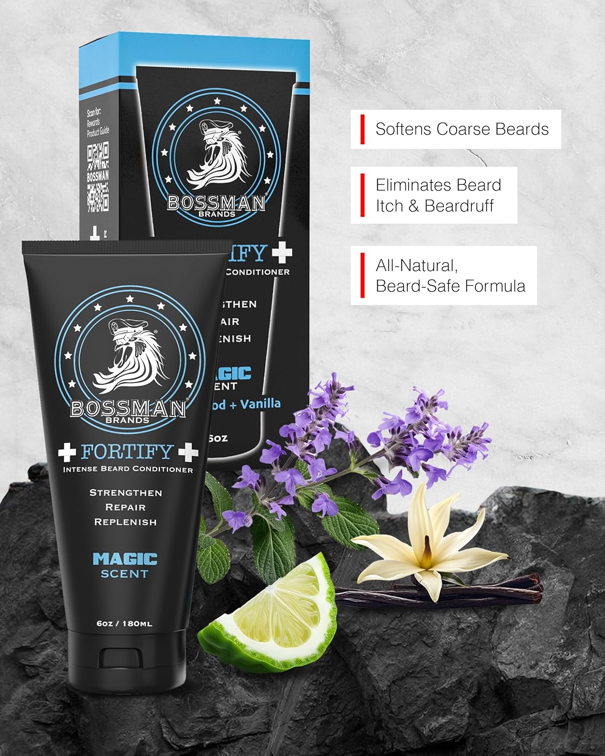 Bossman Beard Conditioner Variety Pack - Softener and Moisturizer Beard Grooming Care Kit for Men - Beard Cream and Lotion - Made in USA - 6 Scents