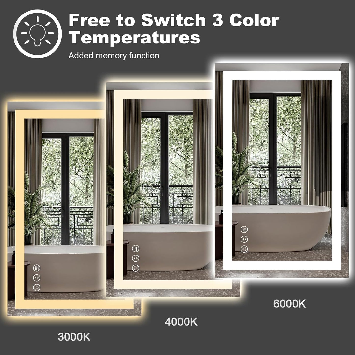 Amorho LED Bathroom Mirror 84" X32" with Front and Backlight, Large Dimmable Wall Mirrors with Anti-Fog, Shatter-Proof, Memory, 3 Colors, Double LED Vanity Mirror