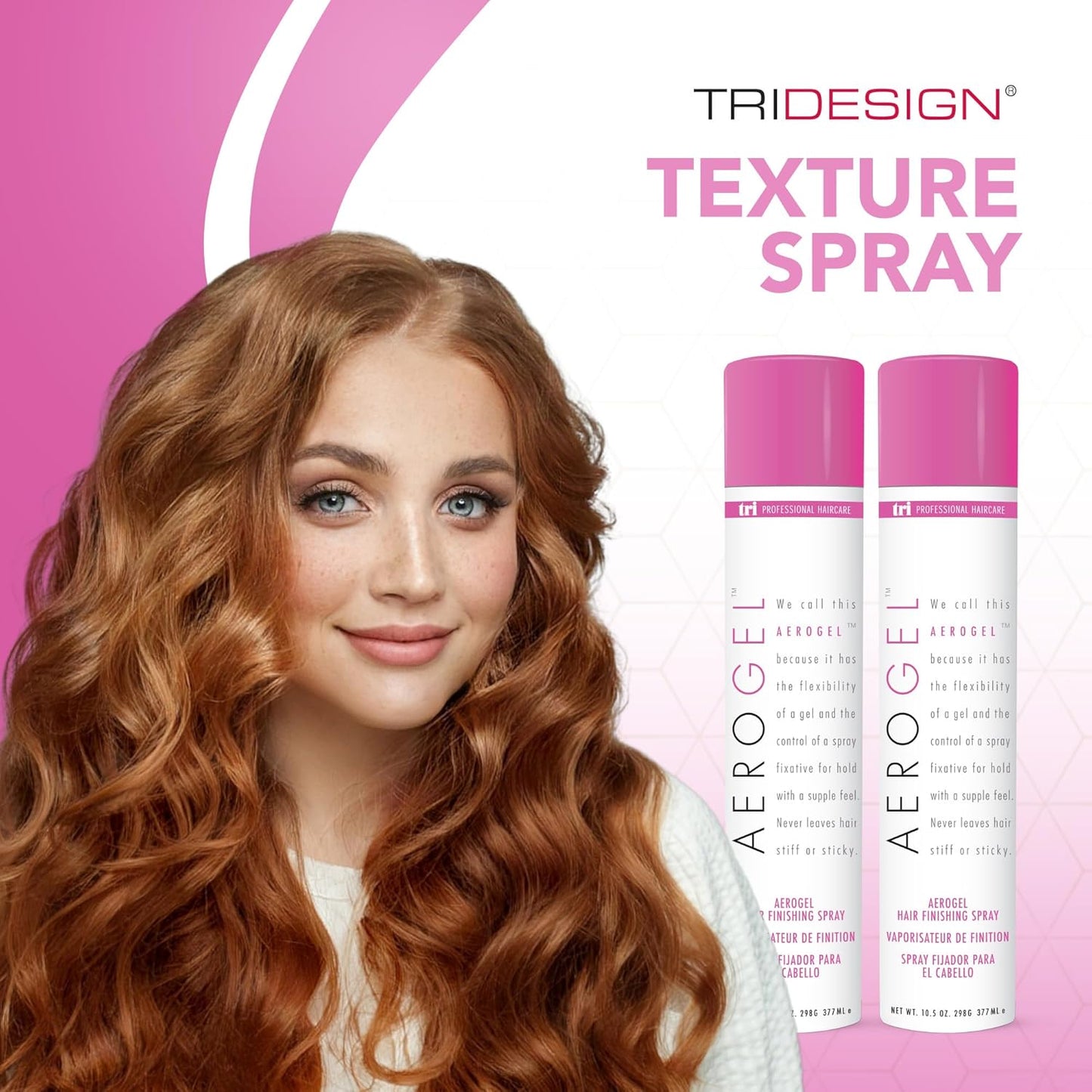 TRIDESIGN Aerogel Hairspray - Strong Hold Hair Finishing Spray for Volumizing & Control, Flexible Styling for All Hair Types, Non-Sticky and Scented - For Women and Men - Pack of 2 (10.5 Oz)