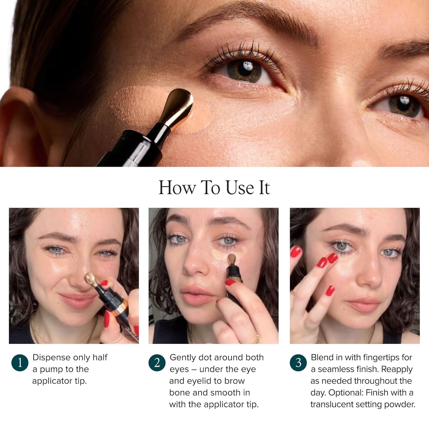 DRMTLGY Luminous Eye Corrector SPF 41, Under Eye Color Corrector for Dark Circles, Anti-Aging Tinted Eye Cream, Hydrating Eye Serum with Peach Undertone FSA/HSA Eligible, Medium