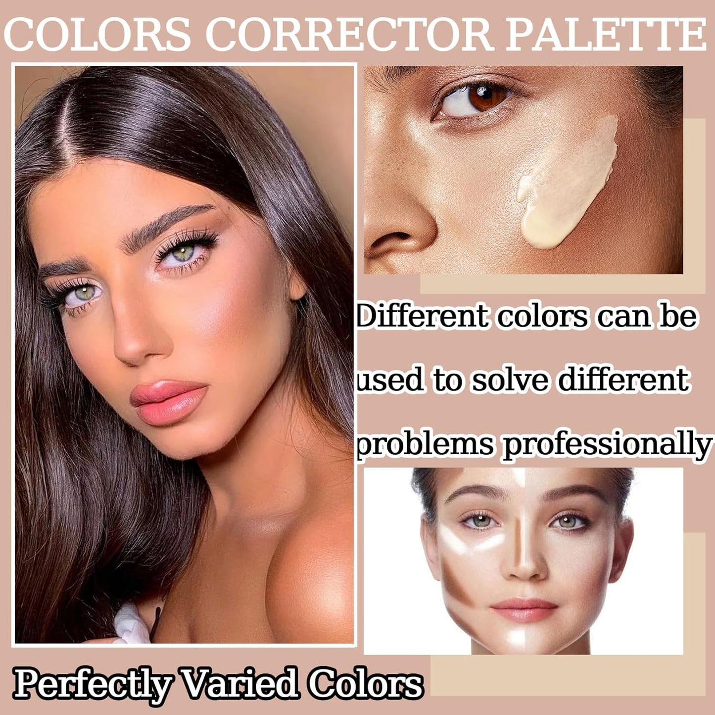 10 Colors Correcting Concealer Palette,Colors Corrector Palette,Moisturizing Full Coverage Liquid Foundation Cream Contour Makeup Palette with Brush