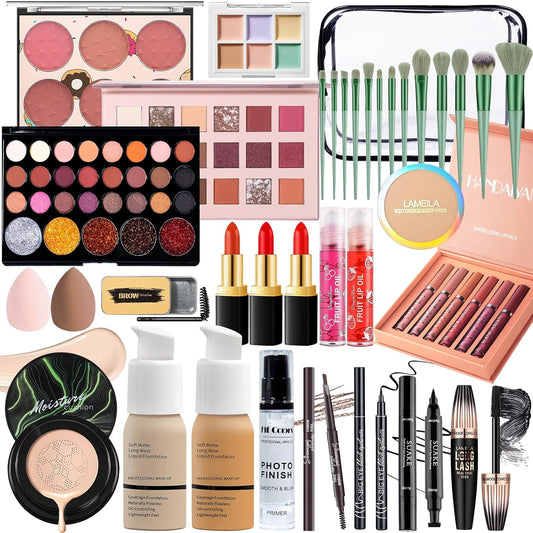 Makeup Set Makeup Set for Women Girls Teens Full Kit, Makeup Present Set for Beginners and Professionals Include Eyeshadow Palettes, Foundation, CC Cream, Liquid Lipsticks Set