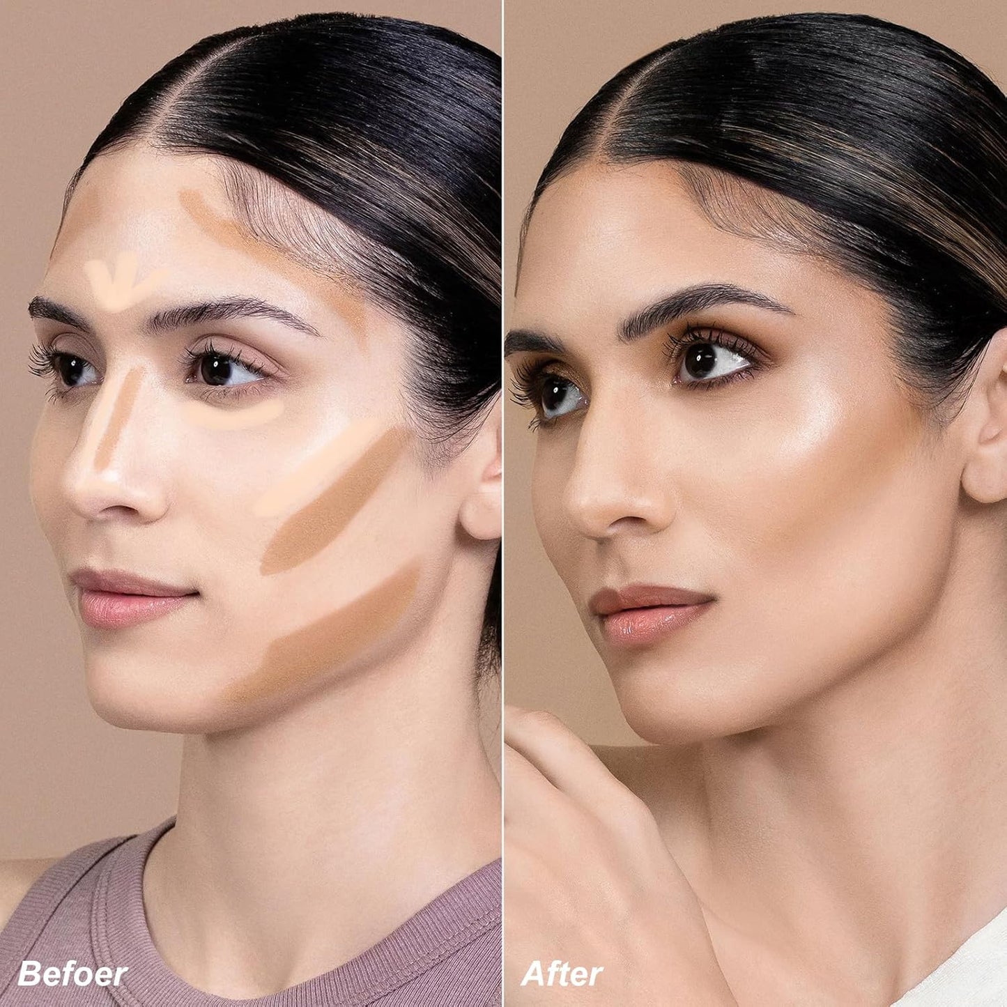 FOCALLURE 2 in 1 Cream Bronzer and Highlighter Stick,Non-greasy & Non-drying Contour Pencil,Easy to Create a Natural Matte Finishing,Long Lasting & Waterproof Face Brighten Make up Pen,SOUR CREAM