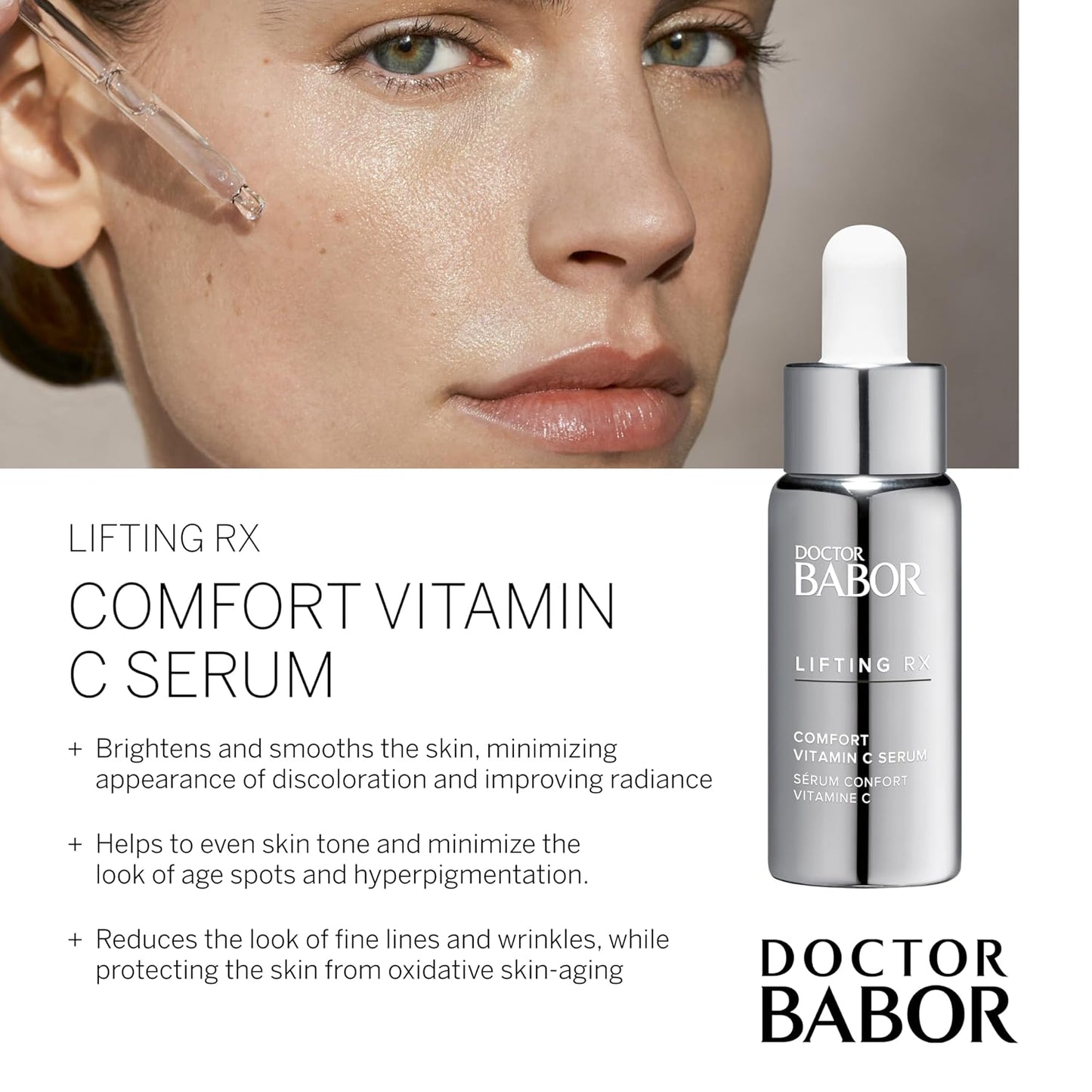 DOCTOR BABOR Lifting RX Comfort Vitamin C Serum, Infused with Hyaluronic Acid to Hydrate & Plump, Even Skin Tone, Reduces Fine Lines & Wrinkles, 20 ml