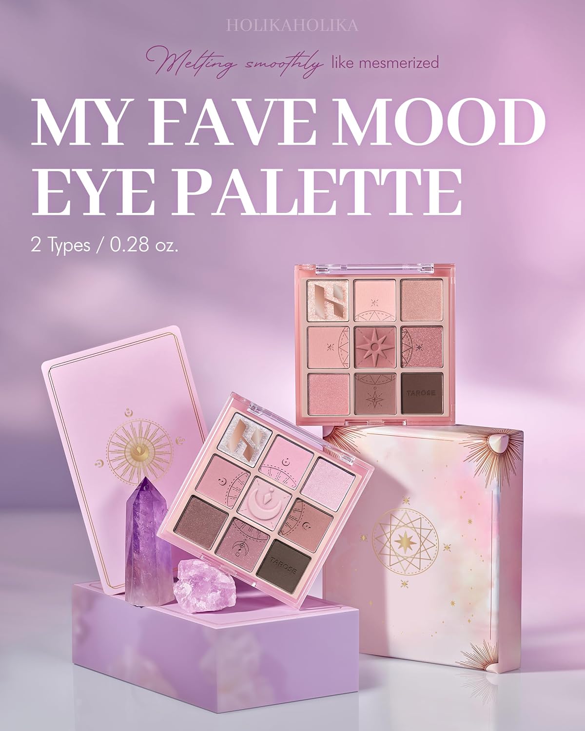 HOLIKA HOLIKA My Fave Mood 09 Taro Reader - 9 Colors Eye Palette - Pink & Purple Shades, Ideal for Cool-Tone Skin - Matte Shimmer Eyeshadow Kit - Multipurpose for Blusher - Flawless Finish, Soft