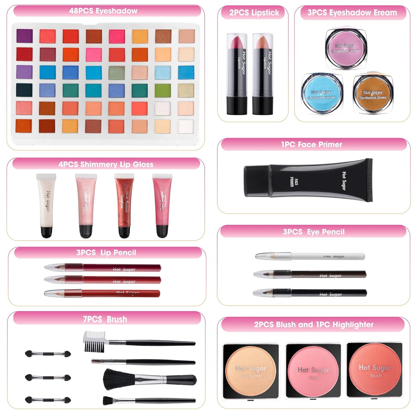 Hot Sugar Makeup Kit for Preteen Girls 10-12, Birthday Christmas Makeup Gift Set for Teens 16-18, All in One Beginner Makeup Kit for Women Full Kit (Blue Diamond)