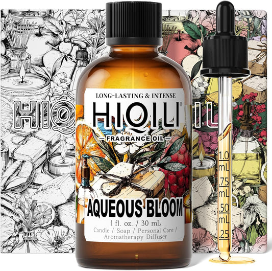 HIQILI Aqueous Bloom Fragrance Oil for Diffusers, Black Currant Leaf‌ & Jasmine, Candles & Soap Making, Long-Lasting Scent - 1 Fl Oz