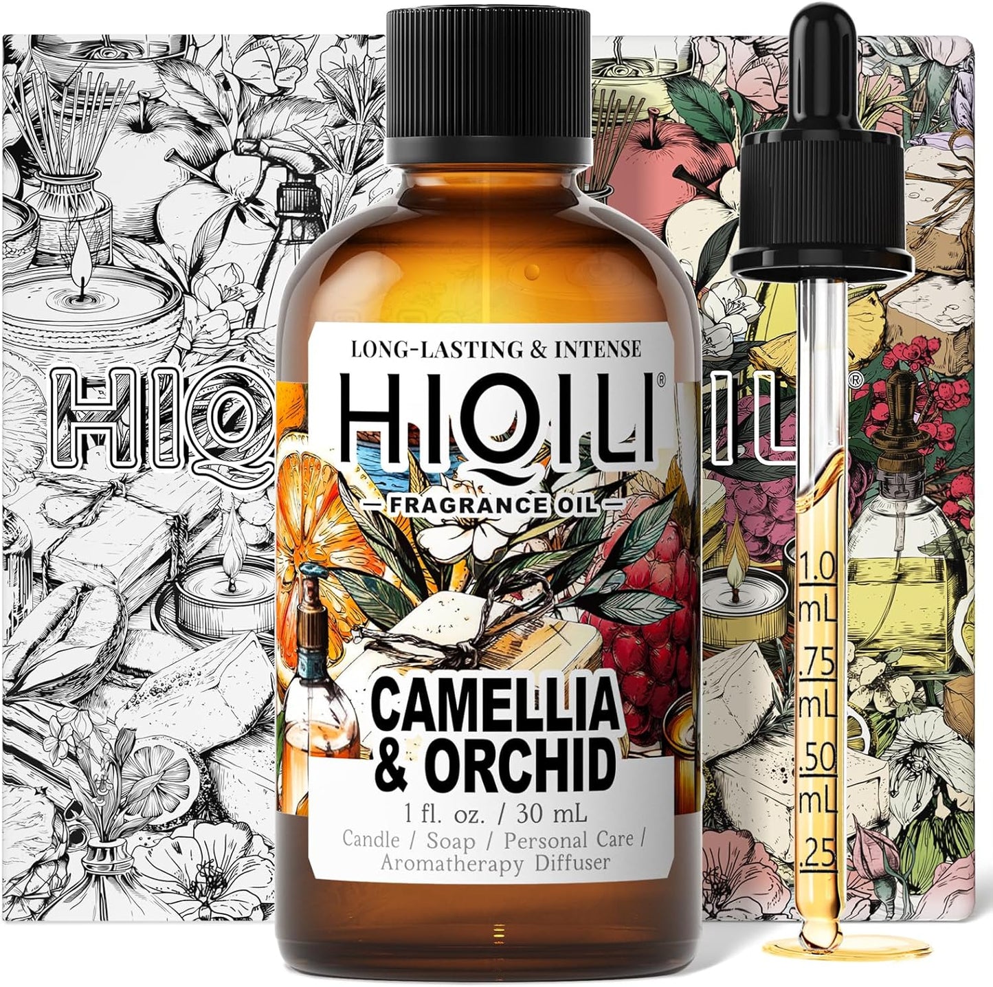 HIQILI Camellia and Orchid Fragrance Oil for Candle, Soap and Perfume Making, Add to Shampoo & Body Lotion, Floral Scents- 1 Fl Oz
