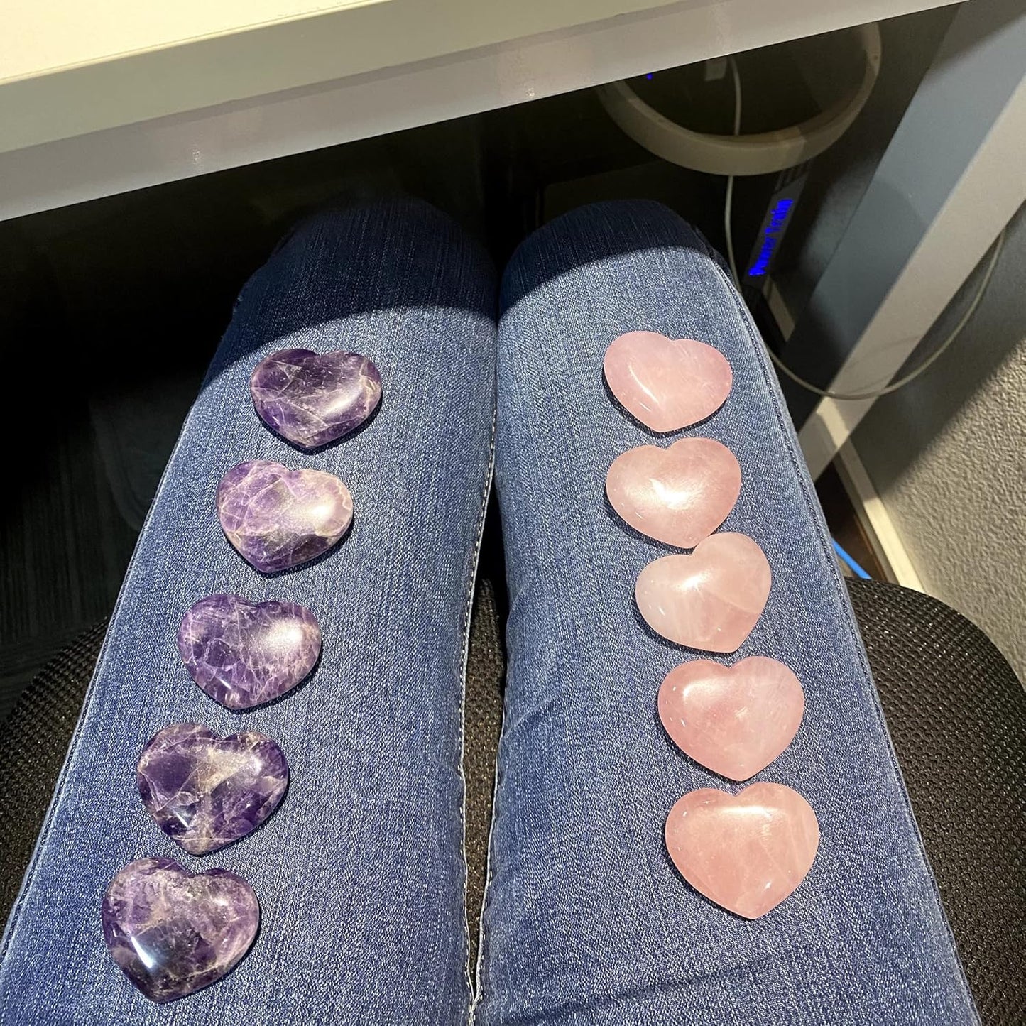 1.8" Large Amethyst Heart Healing Crystals Stone Gua Sha Palm Pocket Stones Meditation Love Gemstone Reiki Energy Balancing Meditation Mother's Day Gift