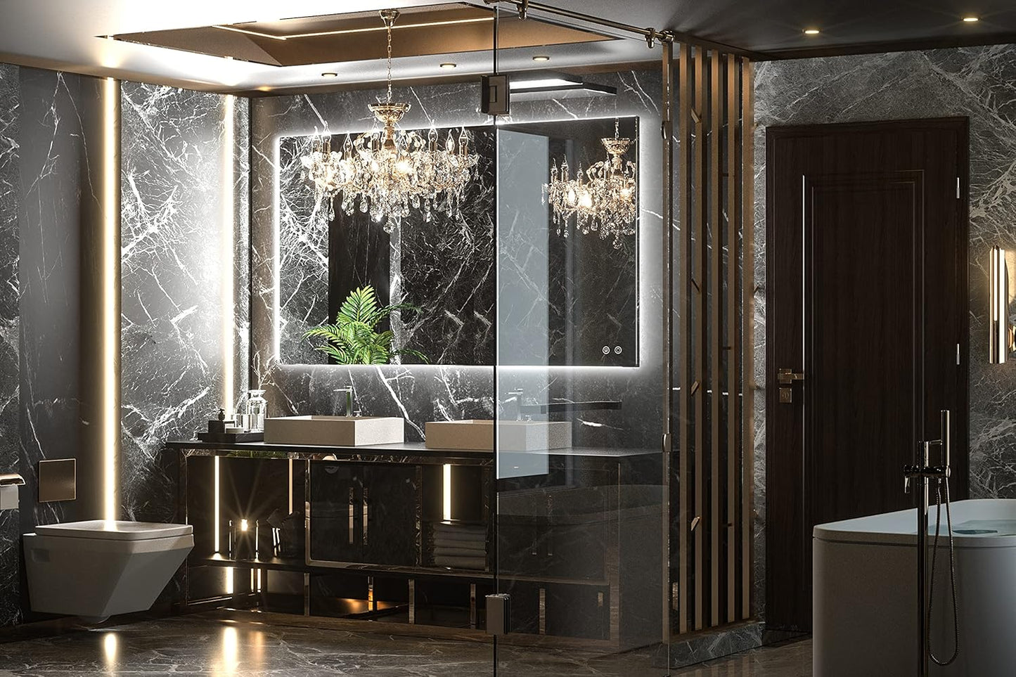 TETOTE 40 x 24 LED Backlit Vanity Mirror Bathroom,3Color White/Warm/Natural,Anti-Fog Lighted Mirror,Dimmable,Wall Mounted