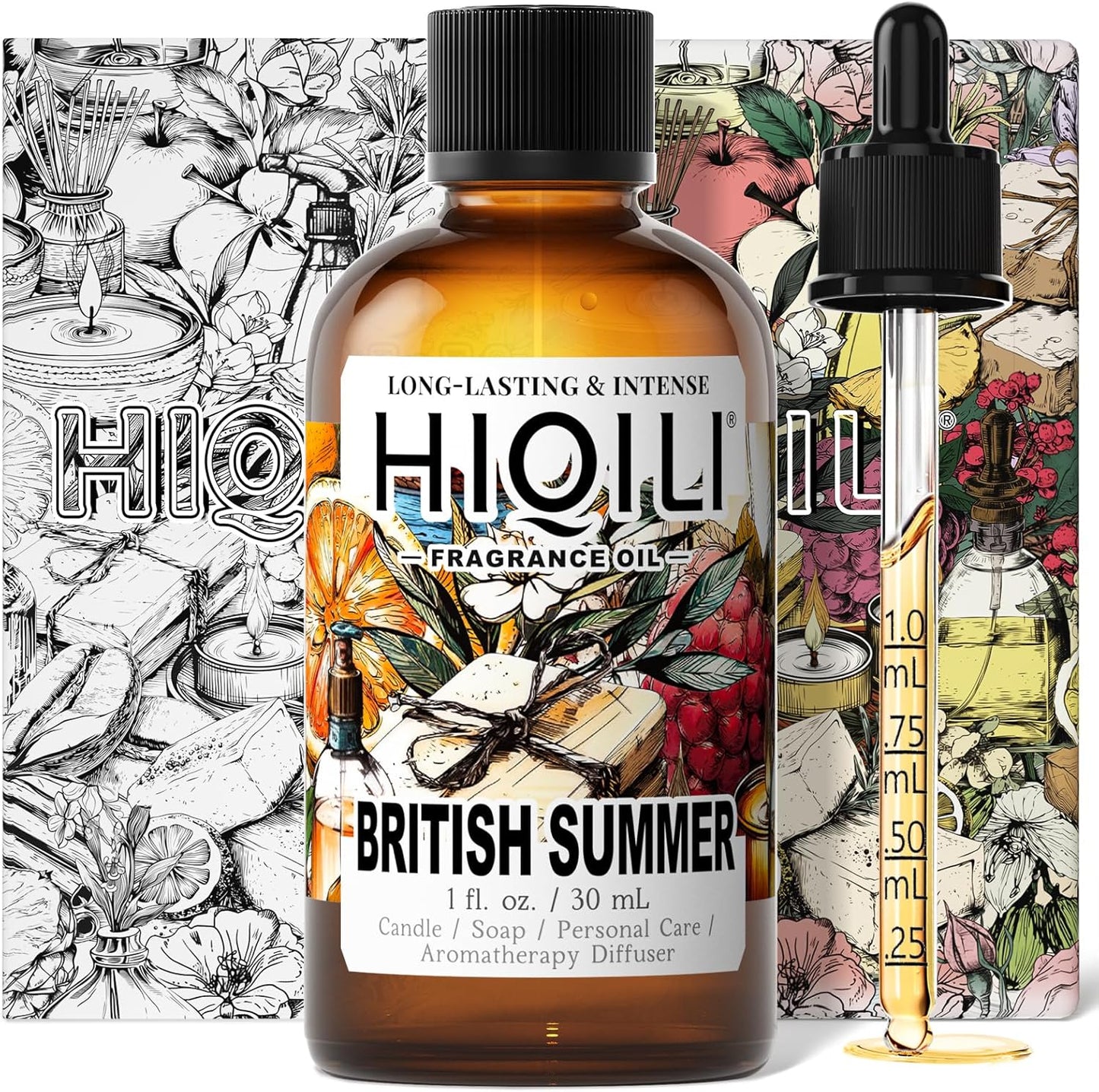 HIQILI British Summer Fragrance Oil for Diffuser, Inspired by Bvr.Berry Women Brit-Sumr, Candle & Soap Making, Bath Bombs - Fresh Sweet Notes, Long-Lasting Aroma - 1 Fl Oz